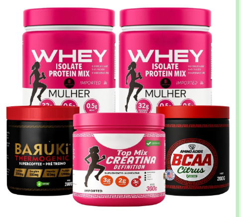 Kit Whey Mulher suplemento para mulheres que buscam massa magra e definição