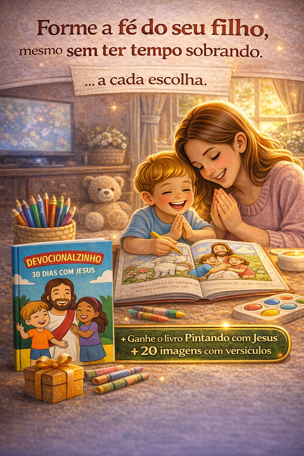 Mãe e filho aprendendo sobre Jesus de forma leve